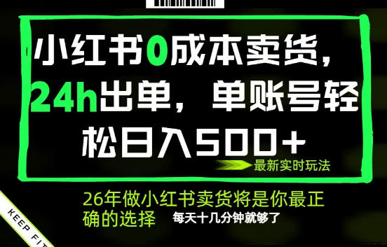 小红书0成本AI卖货，24小时出单，全流程托管，保底日入500+，每天十几分钟就够了【揭秘】-小创项目网