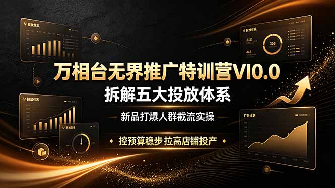 万相台无界推广特训营VI0.0，拆解五大投放体系，新品打爆人群截流实操，控预算稳步拉高店铺投产-寒山客