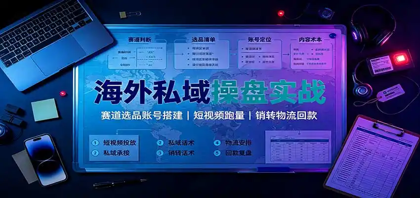 海外私域操盘实战：赛道选品账号搭建，短视频跑量，销转物流回款-小创项目网