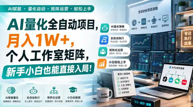 AI量化全自动项目，月入1W+，个人工作室矩阵，新手小白也能直接入局！【揭秘】-小创项目网