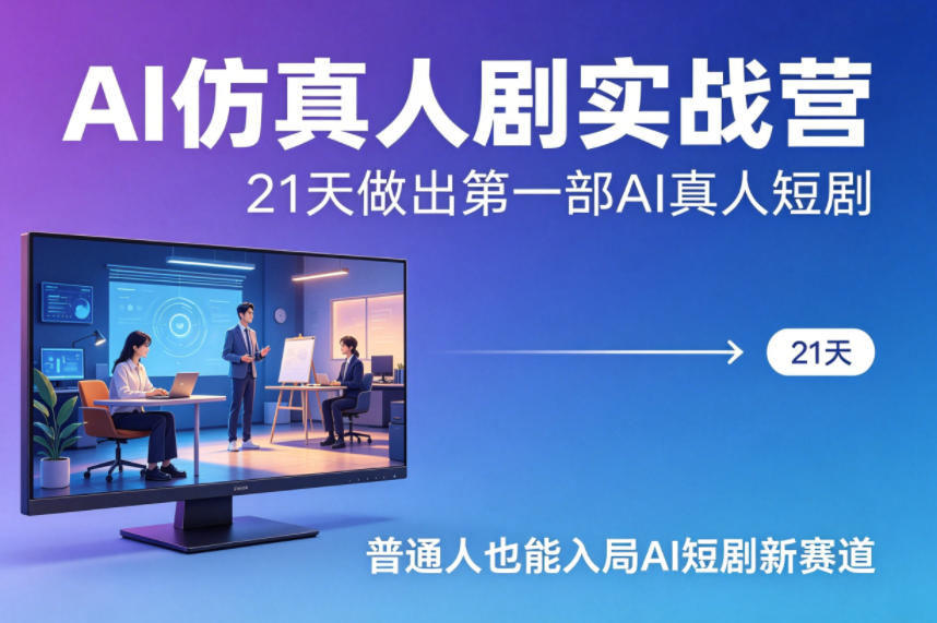 AI仿真人剧实战营，21天做出第一部AI真人短剧，普通人也能入局AI短剧新赛道-小创项目网