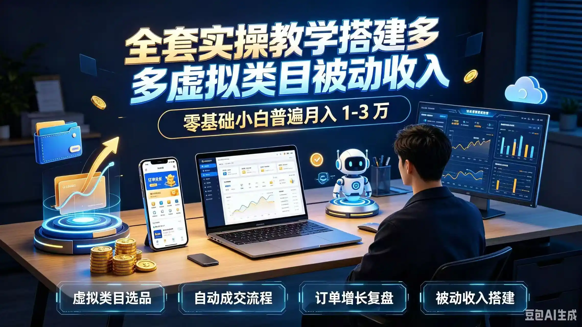 全套实操教学搭建多多虚拟类目被动收入，零基础小白普遍月入 1-3 万-小创项目网