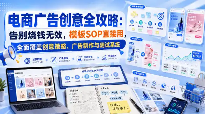 电商广告创意全攻略：告别烧钱无效，模板SOP直接用，全面覆盖创意策略、广告制作与测试系统【原创双语字幕】-小创项目网