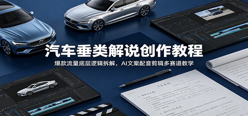 汽车垂类解说创作教程：爆款流量底层逻辑拆解，AI文案配音剪辑多赛道教学-寒山客