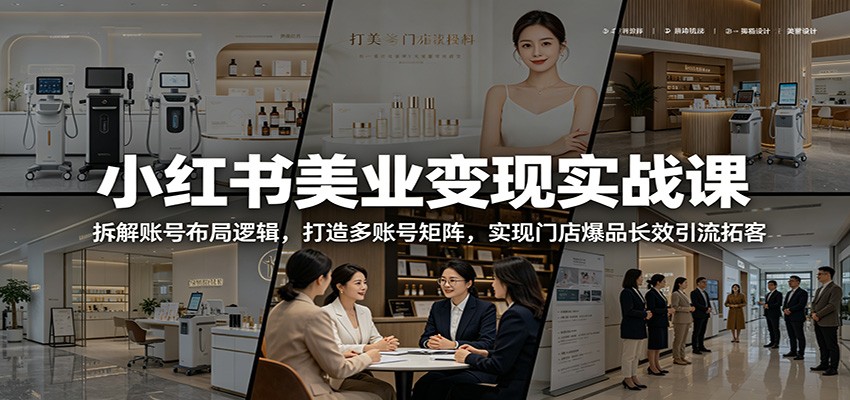 小红书美业变现实战课：拆解账号布局逻辑，打造多账号矩阵，实现门店爆品长效引流拓客-寒山客