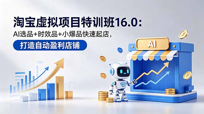 淘宝虚拟项目特训班16.0：AI选品+时效品+小爆品快速起店，打造自动盈利店铺-寒山客