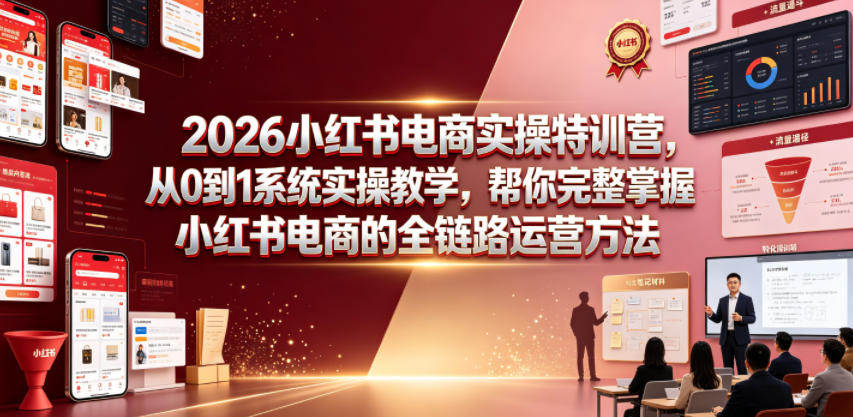 2026小红书电商实操特训营，从0到1系统实操教学，帮你完整掌握小红书电商的全链路运营方法-小创项目网