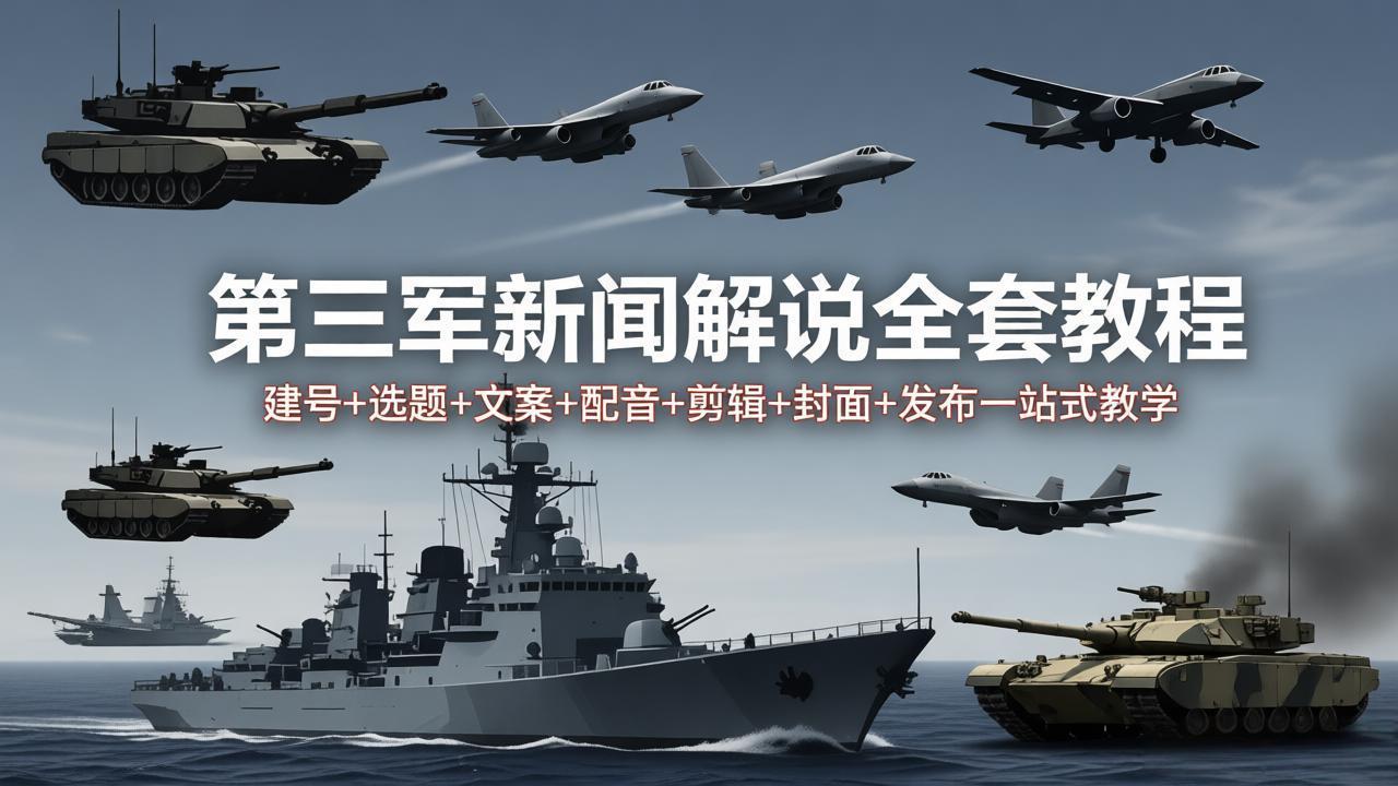 第三军迷新闻解说全套教程：建号+选题+文案+配音+剪辑+封面+发布一站式教学-小创项目网