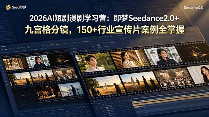 2026AI短剧漫剧学习营：即梦Seedance2.0+九宫格分镜，150+行业宣传片案例全掌握-寒山客
