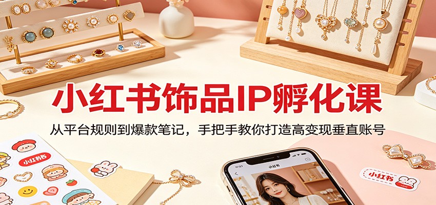小红书饰品IP孵化课:从平台规则到爆款笔记,手把手教你打造高变现垂直账号-小创项目网