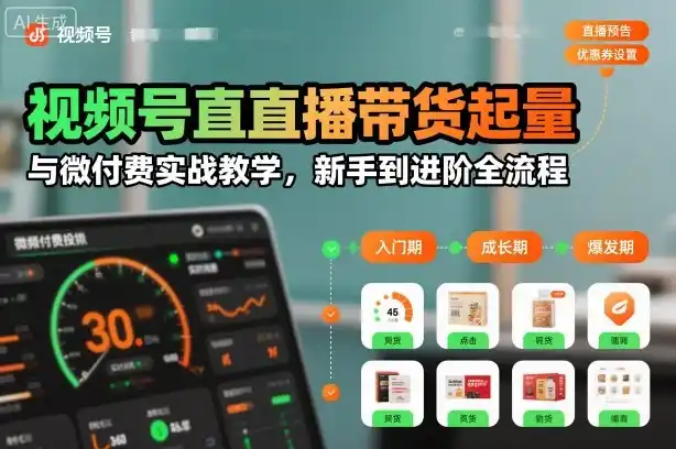 视频号直播带货起量与微付费实战教学，新手到进阶全流程(更新26年10月)-小创项目网