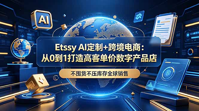 Etsy AI定制+跨境电商：从0到1打造高客单价数字产品店，不囤货不压库存全球销售-寒山客