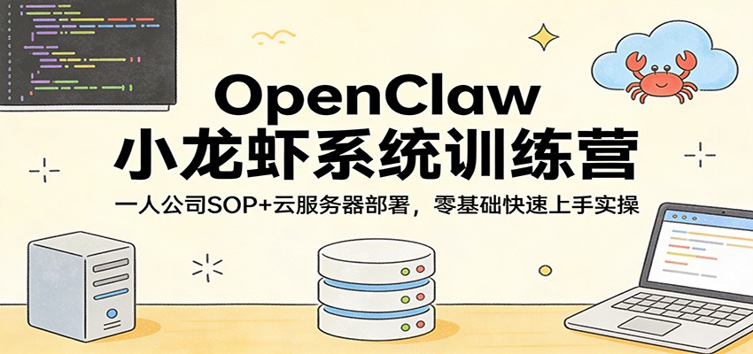OpenClaw小龙虾系统训练营：一人公司SOP，云服务器部署，零基础快速上手实操-小创项目网