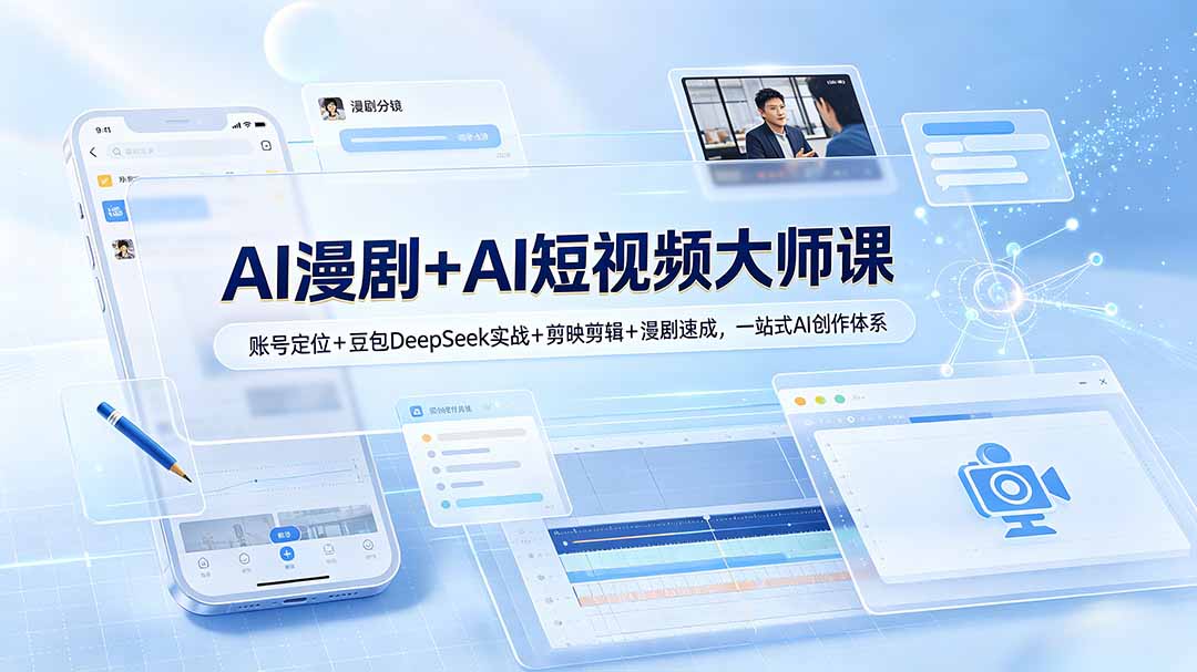AI漫剧+AI短视频大师课：账号定位+豆包DeepSeek实战+剪映剪辑+漫剧速成，一站式AI创作体系-寒山客