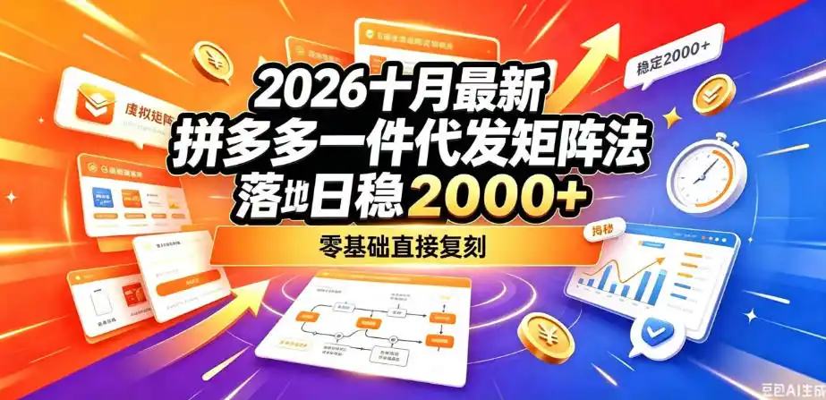 2026十月最新拼多多一件代发矩阵落地玩法，无需囤货压货，日稳入2k+，零基础直接复刻【揭秘】-小创项目网