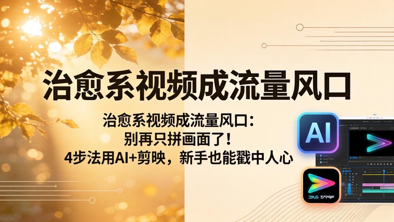治愈系视频成流量风口：别再只拼画面了！4步法用AI+剪映，新手也能戳中人心-小创项目网
