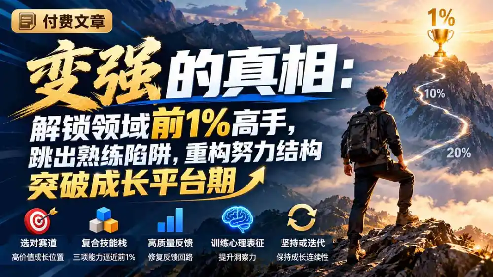 付费文章：变强的真相：解锁领域前1%高手，跳出熟练陷阱，重构努力结构突破成长平台期-小创项目网