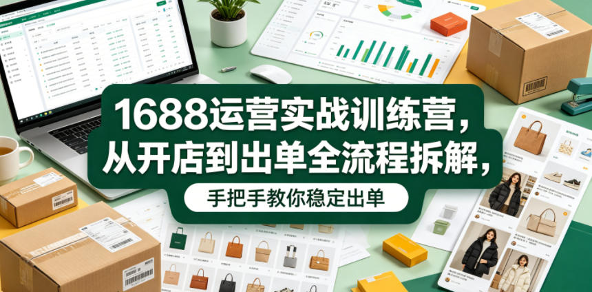 1688运营实战训练营，从开店到出单全流程拆解，手把手教你稳定出单(更新0620)-小创项目网