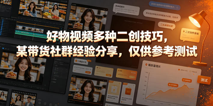 好物视频多种二创技巧，某带货社群经验分享，仅供参考测试-寒山客