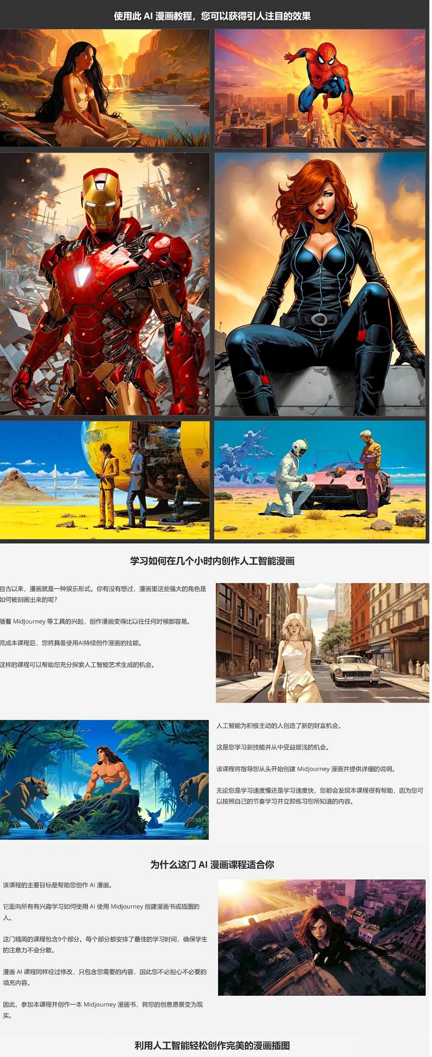 Midjourney AI漫画创作课，脚本构思、人物设计、排版合成，零基础创作完整漫画或系列插画-小创项目网