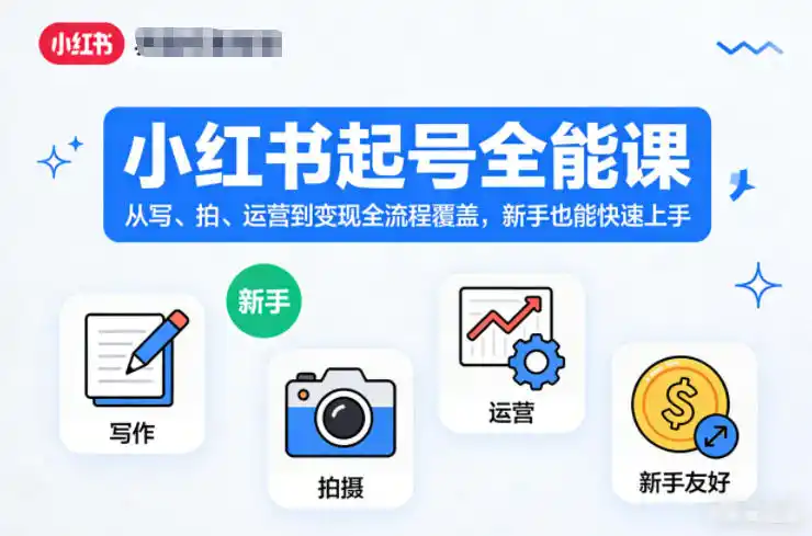 小红书起号全能课，从写、拍、运营到变现全流程覆盖，新手也能快速上手(更新)-小创项目网