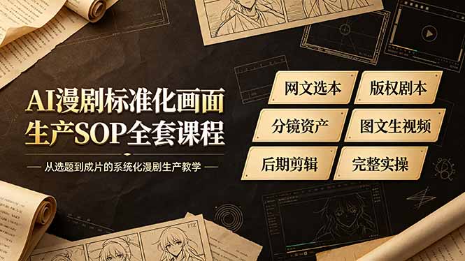AI漫剧标准化画面生产SOP全套课程-更新，网文选本版权剧本分镜资产全覆盖，图文生视频后期剪辑完整实操教学-小创项目网