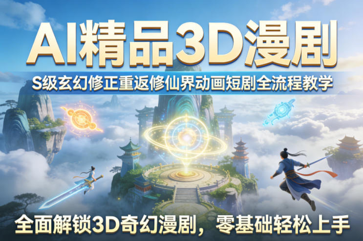AI精品3D漫剧S级玄幻修正重返修仙界动画短剧全流程教学，全面解锁3D奇幻漫剧，零基础轻松上手-小创项目网