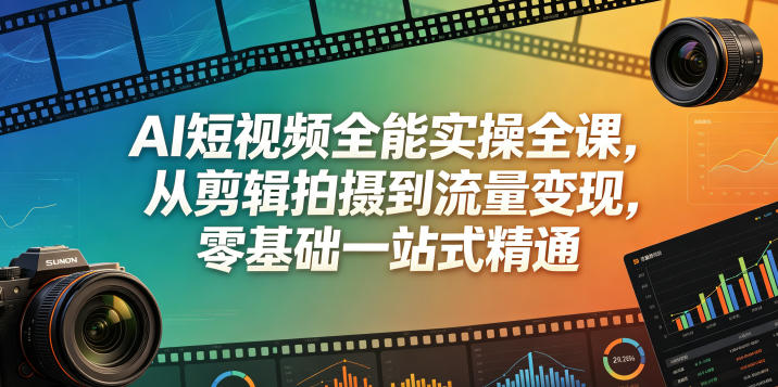 AI短视频全能实操全课，从剪辑拍摄到流量变现，零基础一站式精通-寒山客