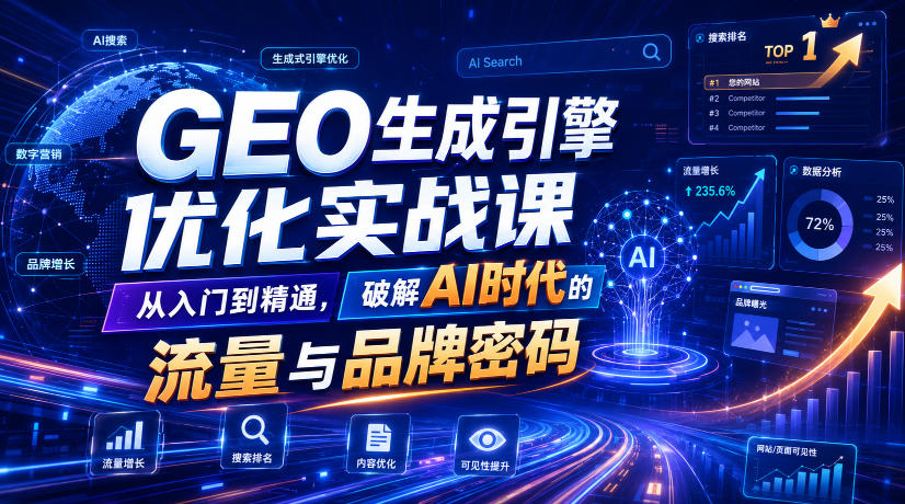 GEO生成引擎优化实战课，从入门到精通，破解AI时代的流量与品牌密码-小创项目网