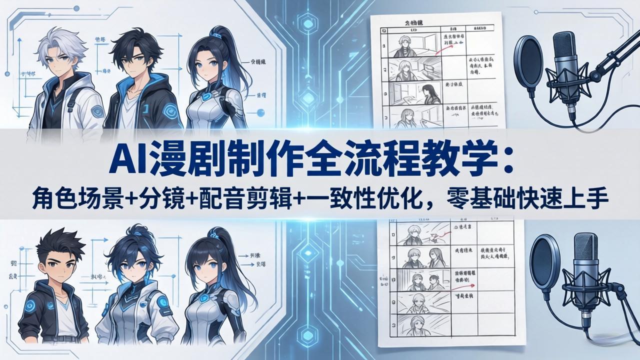 AI漫剧制作全流程教学：角色场景+分镜+配音剪辑+一致性优化，零基础快速上手-小创项目网