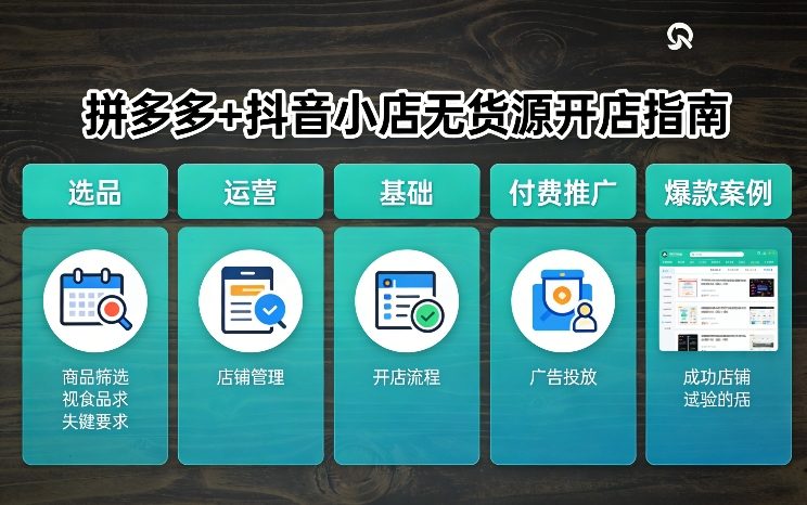 拼多多+抖音小店无货源开店，包括：选品、运营、基础、付费推广、爆款案例等(更新26年4月)-小创项目网