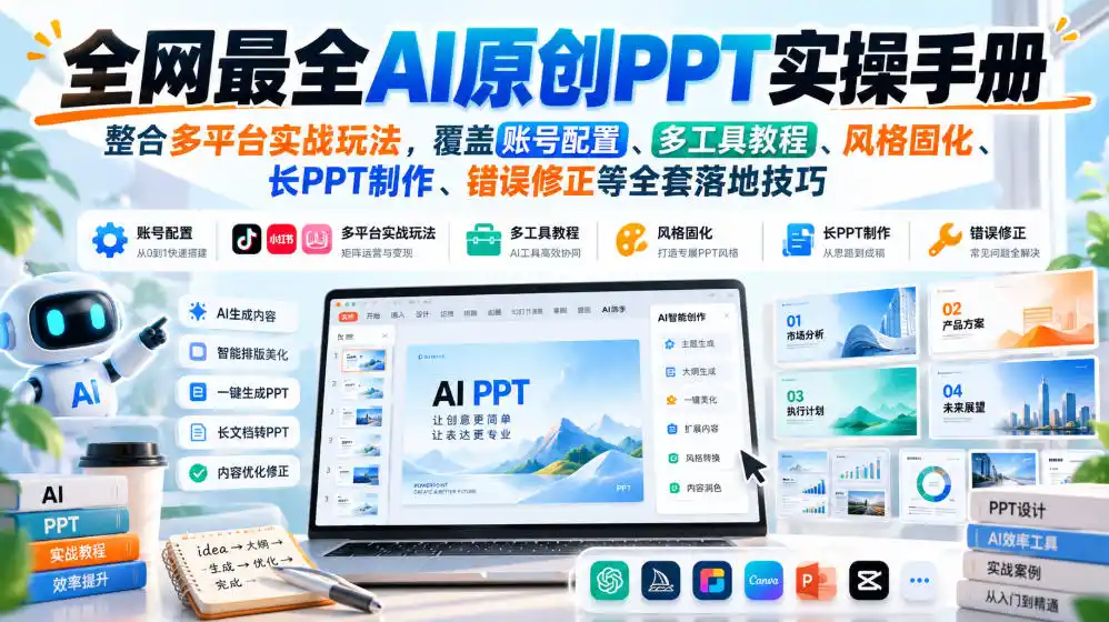 全网最全AI原创PPT实操手册，整合多平台实战玩法，覆盖账号配置、多工具教程、风格固化、长PPT制作、错误修正等全套落地技巧-寒山客