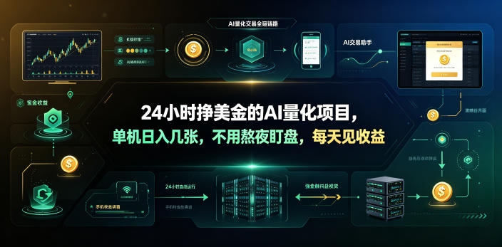 24小时挣美金的AI量化项目，单机日入几十美刀，不用熬夜盯盘，每天见收益【揭秘】-寒山客