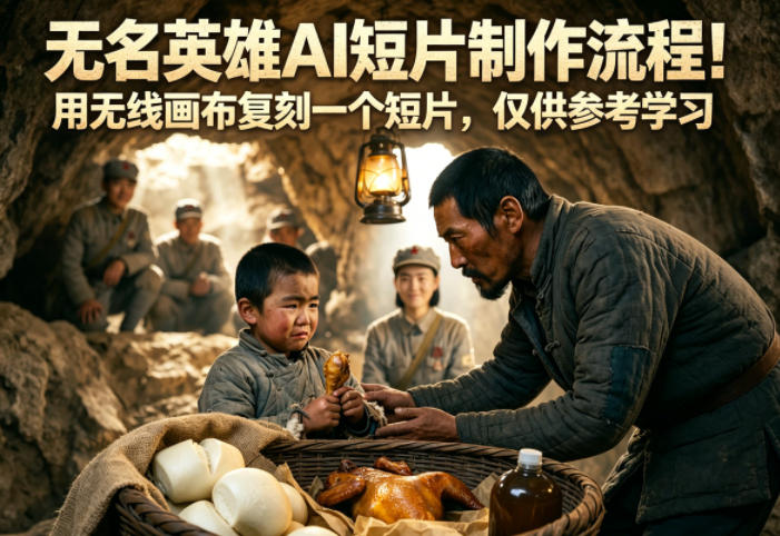 无名英雄AI短片制作流程！用无线画布复刻一个短片，仅供参考学习-小创项目网