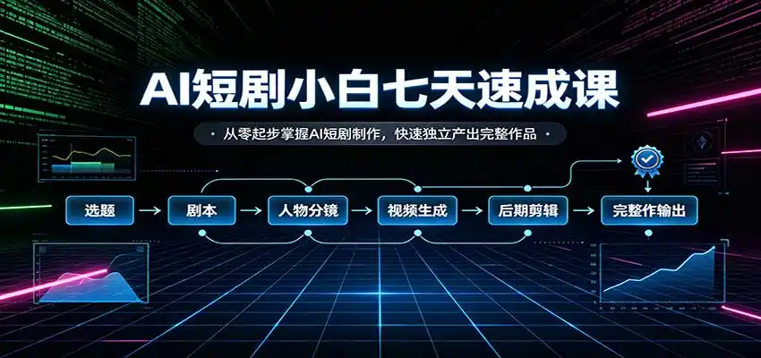 AI短剧小白七天速成课：从零起步掌握AI短剧制作，快速独立产出完整作品-寒山客