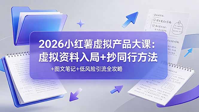 2026小红薯虚拟产品大课：虚拟资料入局+抄同行方法+图文笔记+低风险引流全攻略-寒山客