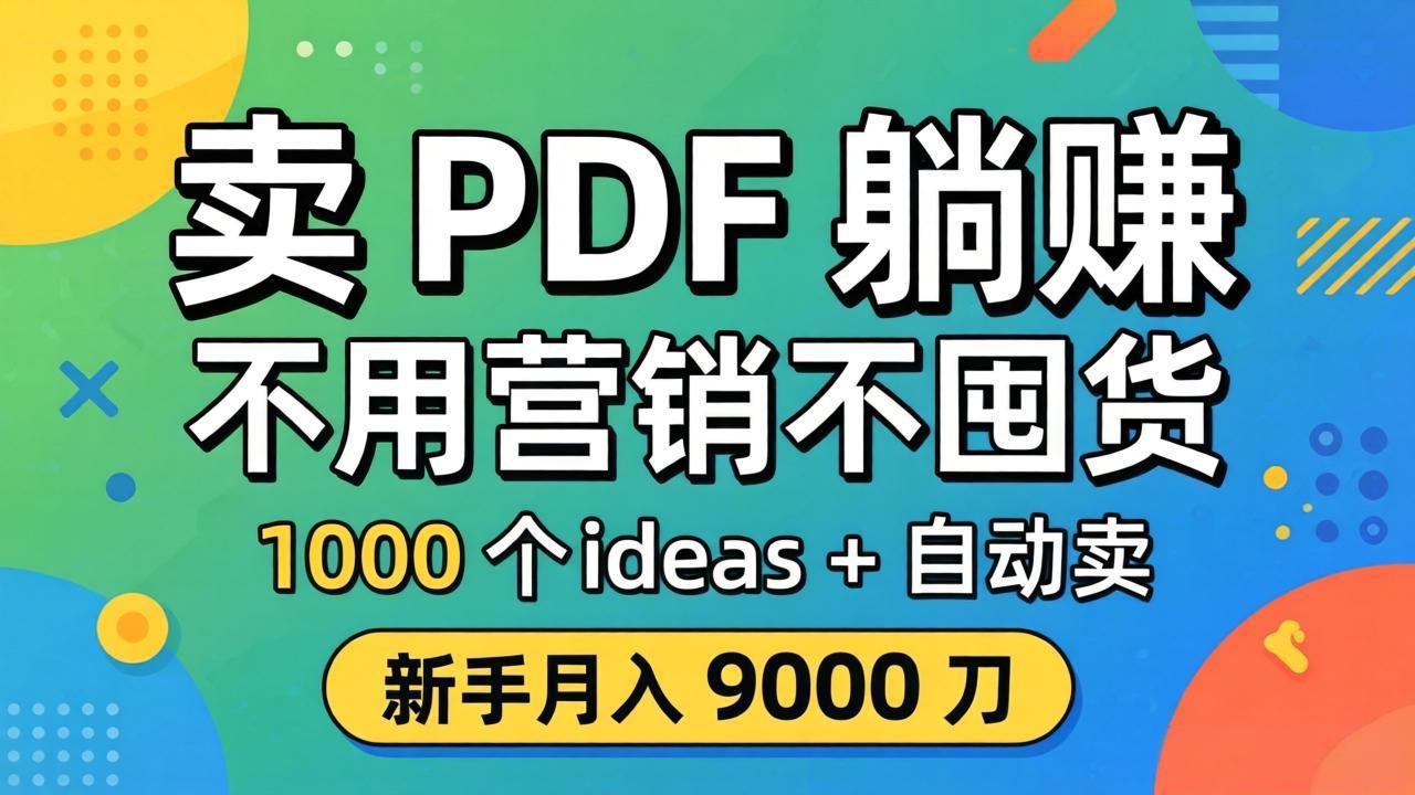卖 PDF 躺赚？不用营销不囤货，1000 个 ideas + 自动卖，新手月入 9000 刀【原创双语字幕】-小创项目网