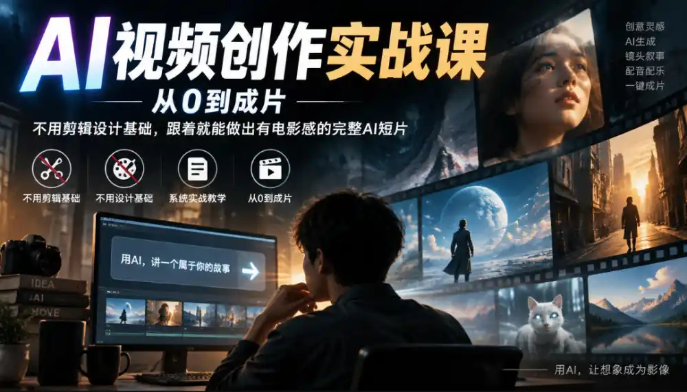 AI视频创作实战课，从0到成片，不用剪辑设计基础，跟着就能做出有电影感的完整AI短片-小创项目网