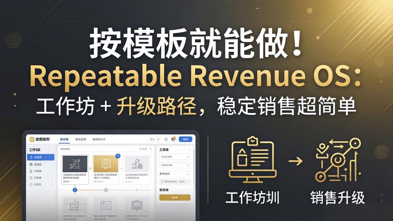 按模板就能做！Repeatable Revenue OS：工作坊 + 升级路径，稳定销售超简单-小创项目网