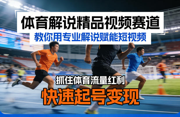 体育解说精品视频赛道，教你用专业解说赋能短视频，抓住体育流量红利，快速起号变现-小创项目网