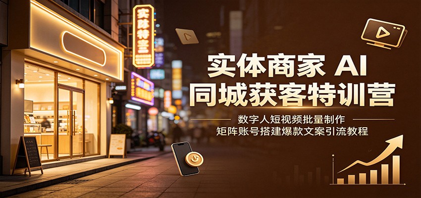实体商家AI同城获客特训营：数字人短视频批量制作，矩阵账号搭建爆款文案引流教程-小创项目网