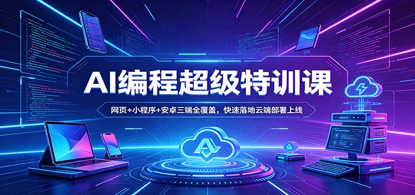 AI编程超级特训课：网页+小程序+安卓三端全覆盖，快速落地云端部署上线-小创项目网