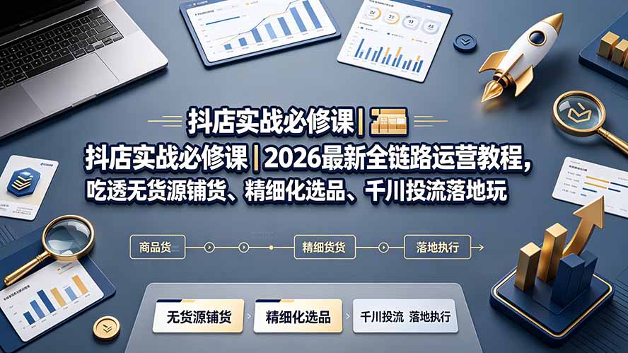 抖店实战必修课|2026最新全链路运营教程,吃透无货源铺货、精细化选品、千川投流落地玩法-寒山客