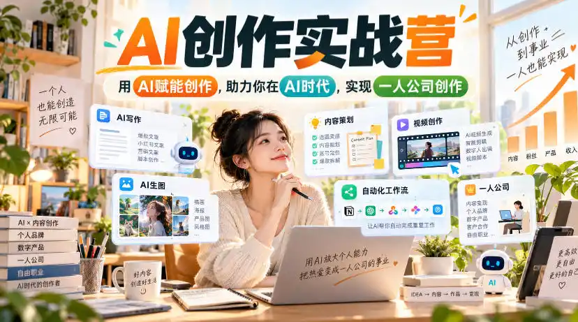 AI创作实战营，用AI赋能创作，助力你在AI时代，实现一人公司创作-小创项目网