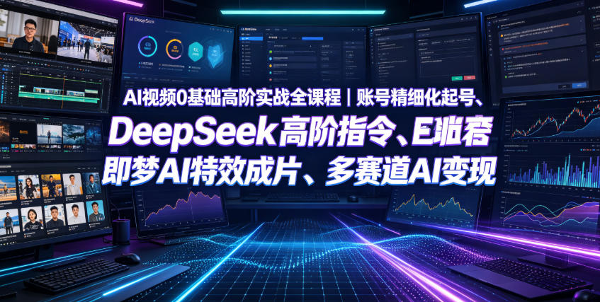 AI视频0基础高阶实战全课程｜账号精细化起号、DeepSeek高阶指令、即梦AI特效成片、多赛道AI短视频量产变现-寒山客