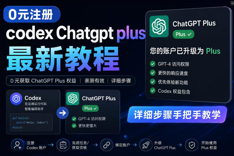 0元全自动注册codex gpt plus最新教程，0元获取GPT Plus权益，手把手详细教学-小创项目网