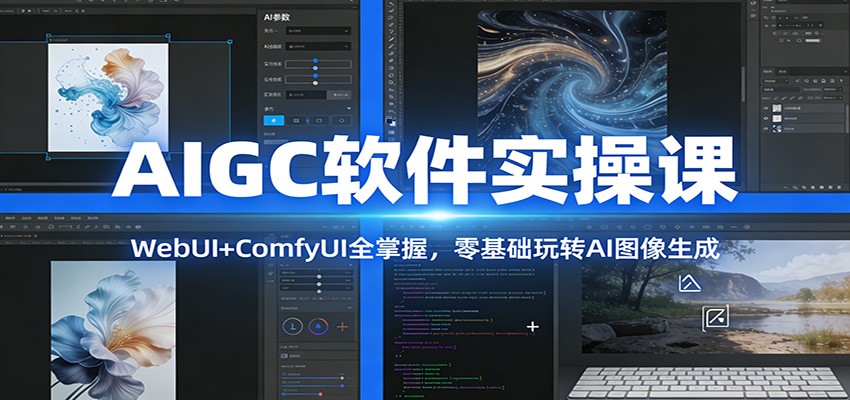 AIGC软件实操课：WebUI+ComfyUI全掌握，零基础玩转AI图像生成-小创项目网