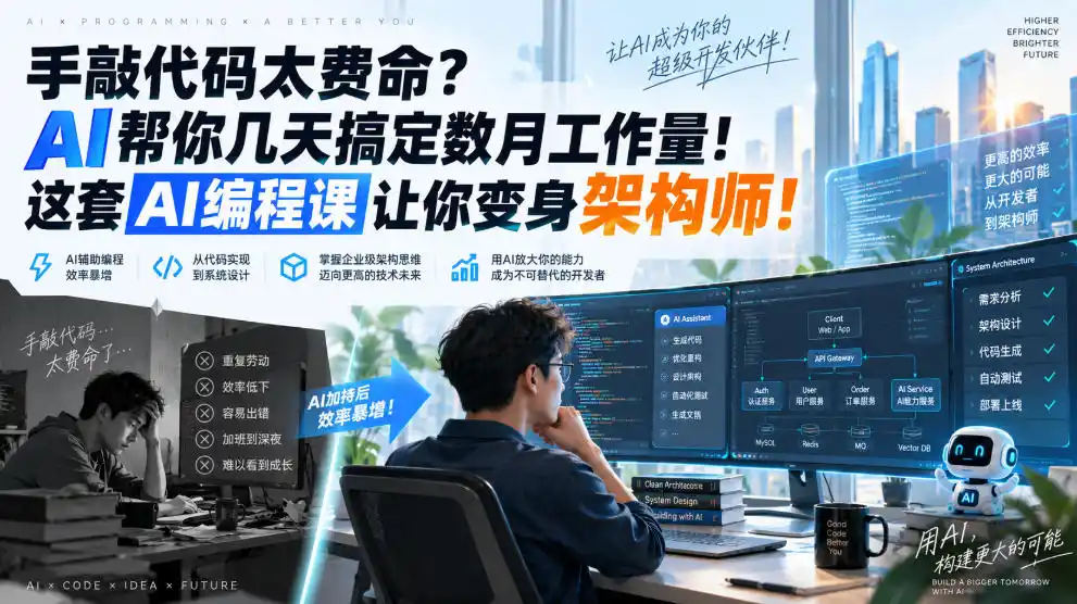 手敲代码太费命？AI帮你几天搞定数月工作量！这套AI编程课让你变身架构师！【原创双语字幕】-小创项目网