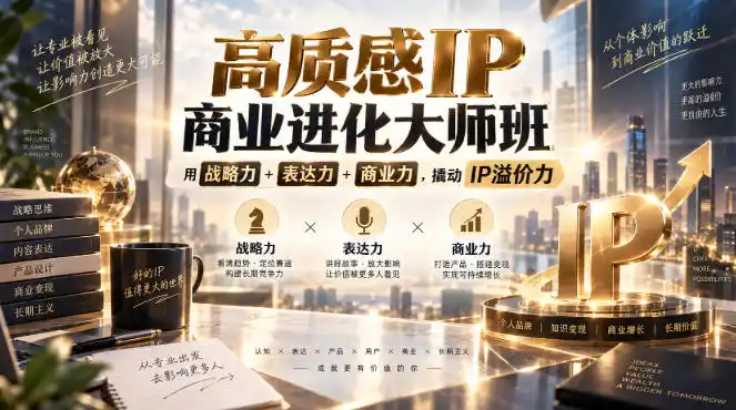 高质感IP商业进化大师班，用战略力+表达力+商业力，撬动IP溢价力-小创项目网
