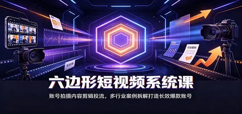 六边形短视频系统课：账号拍摄内容剪辑投流，多行业案例拆解打造长效爆款账号-小创项目网